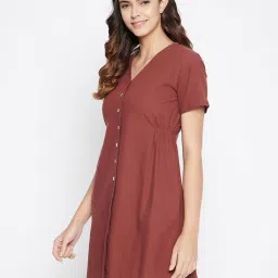 Clovia Brown Cotton Dress image 3