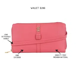 Baggit Luminous Pink PVC Solid Zip Around Wallet image 3