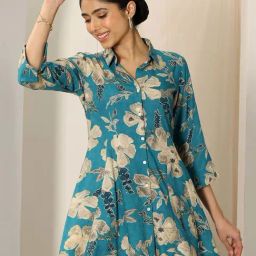 Libas Teal Floral Kurti-picture-40