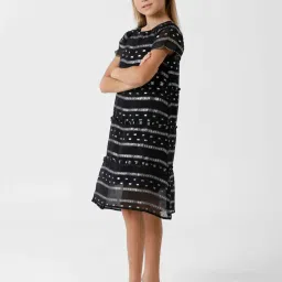 Kate & Oscar Kids Black Cotton Printed Dress image 3