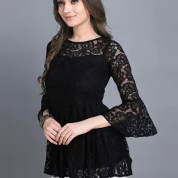 SELVIA Black Embroidered Top image 3