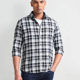 Arrow Sport Black Cotton Slim Fit Checks Shirt-picture-11