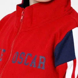 Kate & Oscar Kids Red & White Cotton Printed Full Sleeves Sweatshirt image 3