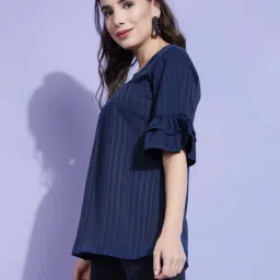 SELVIA Navy Regular Fit Top image 3