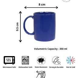 Living Roots Blue Ceramic Milk Mug - Set Of 2 (350 ml) image 3
