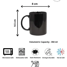 Living Roots Black Ceramic Milk Mug - Set Of 2 (350 ml) image 3