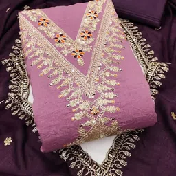 V3 FASHION STUDIO Embroidered Art Silk Unstitched Dress Material-picture-44