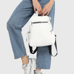 HauteSauce White Large Leather Backpack image 3