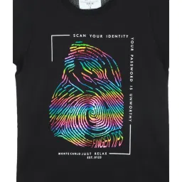Monte Carlo Kids Black Printed T-Shirt image 3