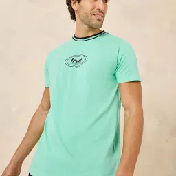 Styli Mint Green Regular Fit Printed Cotton Crew T-Shirt image 3