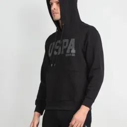 U.S. Polo Assn. Denim Co. Black Cotton Regular Fit Printed Hooded Sweatshirt image 3