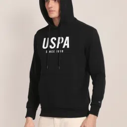 U.S. Polo Assn. Black Cotton Regular Fit Printed Hooded Sweatshirt image 3