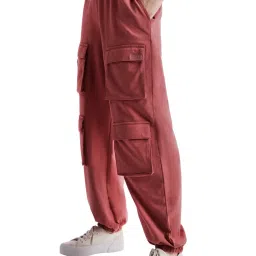 The Souled Store Maroon Cotton Cargo Joggers image 3