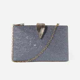 HauteSauce Silver Textured Small Clutch image 3