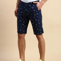 showoffff SHOWOFF Navy Blue Cotton Slim Fit Printed Shorts image 3