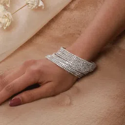 aatmana Jazz And Sizzle Silver-Plated & CZ Studded Bangles - Set of 12 image 3