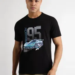Reebok Black Regular Fit Printed Sports T-Shirt-image-56