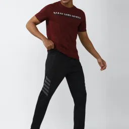 Van Heusen Black Slim Fit Striped Trackpants image 5