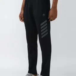 Van Heusen Black Slim Fit Striped Trackpants image 3