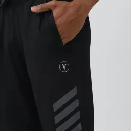 Van Heusen Black Slim Fit Striped Trackpants image 4