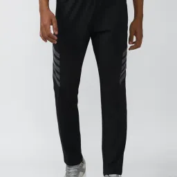 Van Heusen Black Slim Fit Striped Trackpants image 1