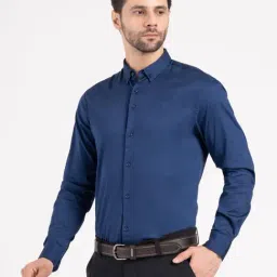 Red Tape Ink Blue Solid Relaxed Fit Shirt image 4