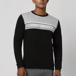 Peter England Black Slim Fit Colour Block Sweatshirt-picture-24