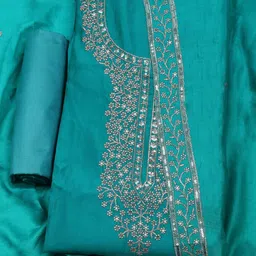 Meena Bazaar Embroidered Art Silk Unstitched Dress Material-picture-44
