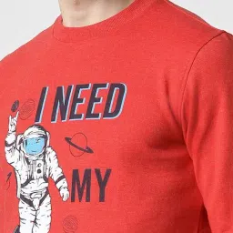 Peter England Red Slim Fit Printed Sweatshirt image 4