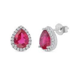 Ornate Jewels 925 Silver Pear Red Ruby Stud Earrings-picture-37