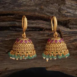 Kushal's Fashion Jewellery Ruby Green Gold Polished Antique Earring for Women-picture-21