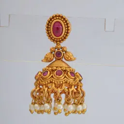Kushal's Fashion Jewellery Ruby Gold Polished Antique Earring for Women-picture-34