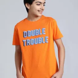 Indian Terrain Kids Orange Cotton Printed T-Shirt-picture-15