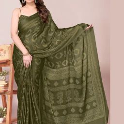 Mirchi Fashion Off White Polyester Kota Doria Geometric Printed Saree For Women-picture-44