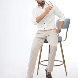 JB Studio Beige Slim Fit Trousers image 4