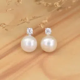 Ornate Jewels 925 Silver Round White Pearl Stud Earrings-picture-31