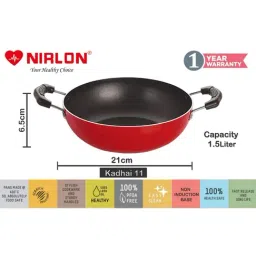 Nirlon Red Aluminium Non- Stick Cookware - Set of 3 image 4