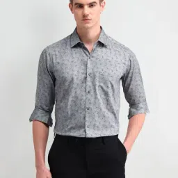 Arrow Grey Cotton Slim Fit Printed Shirt-picture-10