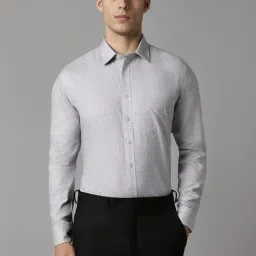 Louis Philippe Grey Cotton Slim Fit Checks Shirt-picture-41