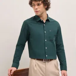 The Bear House Green Cotton Tailored Fit Solid Formal Shirt-picture-37