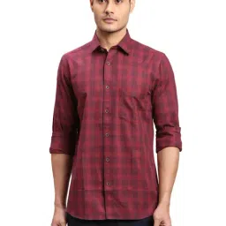 ColorPlus Red Cotton Regular Fit Checks Shirt-picture-12
