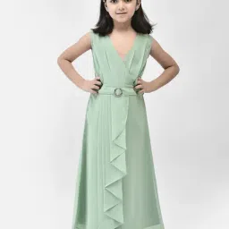 Eavan Kids Green Solid Maxi Dress-image-12