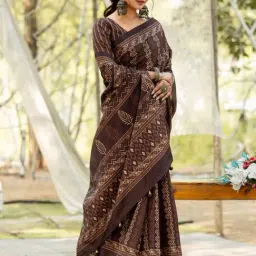 Saree Mall Brown Silk Self Saree with Blouse Piece image 2