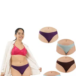 ORLIZEA Pack of 4 Women Low-Rise Cotton Blend Thongs-picture-33