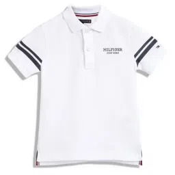 Tommy Hilfiger Kids White Logo Regular Fit Polo T-Shirt-image-64