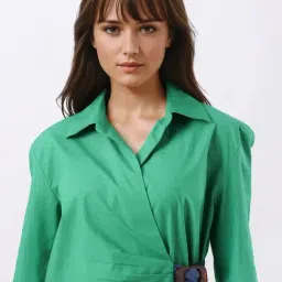 RAREISM Green Cotton Solid Shirt image 4