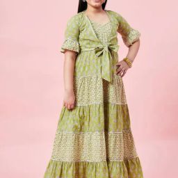 StyloBug Girls Green Cotton Printed Dress-picture-27