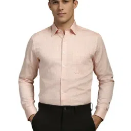 Louis Philippe Peach Cotton Slim Fit Printed Shirt-picture-12
