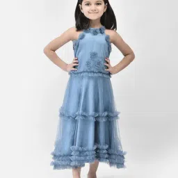 Eavan Kids Blue Applique Gown-image-7