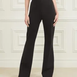 MARCIANO by GUESS Black Viscose Blend Solid Trousers-image-10